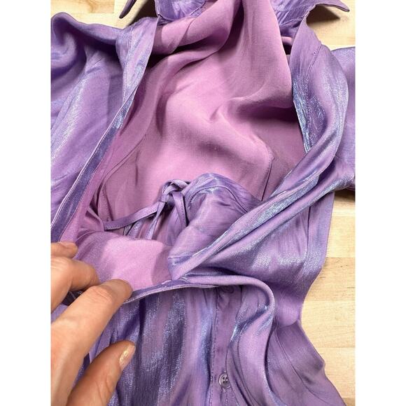 Cider Purple Metallic Long Sleeve Button Up Collared Fairy Boho Tunic Sz Small - Picture 5 of 9